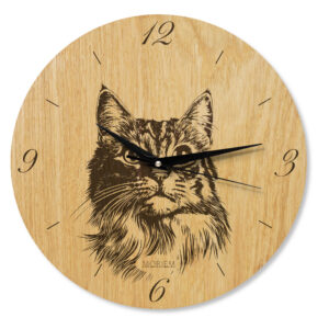 Wanduhr katze aus holz _1
