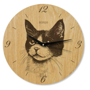 Katzenkopf Wanduhr holz