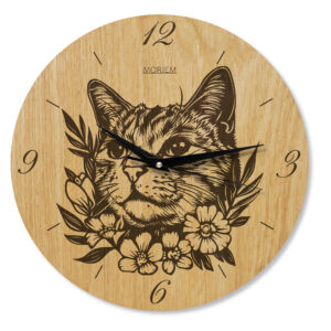 Wanduhr katze mit Blumen