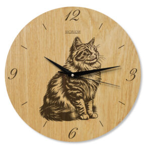Wanduhr holz Katze